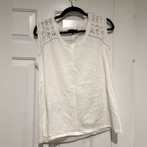 Large Banana Republic White Sleeveless Top with Woven Detail